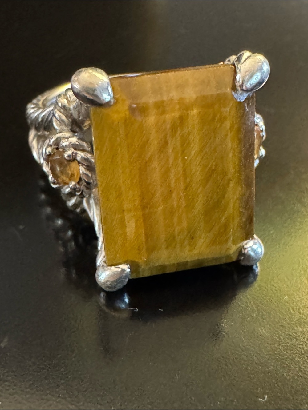 Judith Ripka Sterling Silver Tiger’s Eye & Citrine Statement Ring - 5.75
